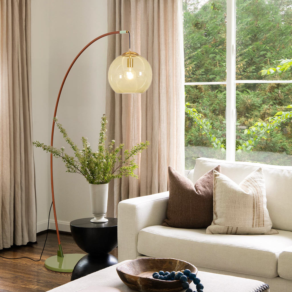 Amber Alert! Warm, Inviting Glow with the Arched Floor Lamp