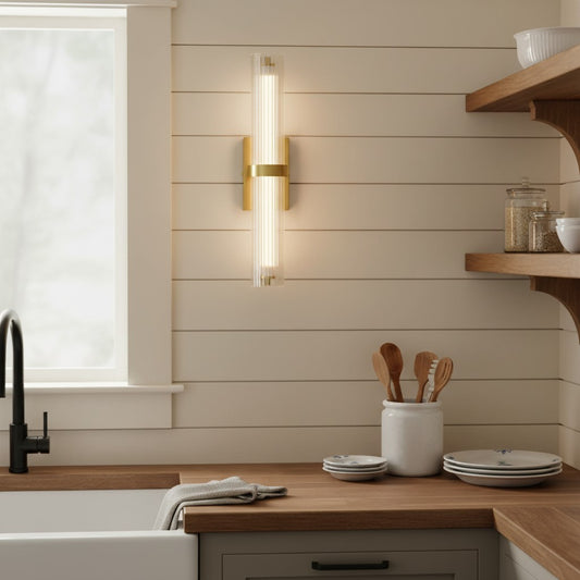 Soren Fluted Glass LED Tube Wall Sconce