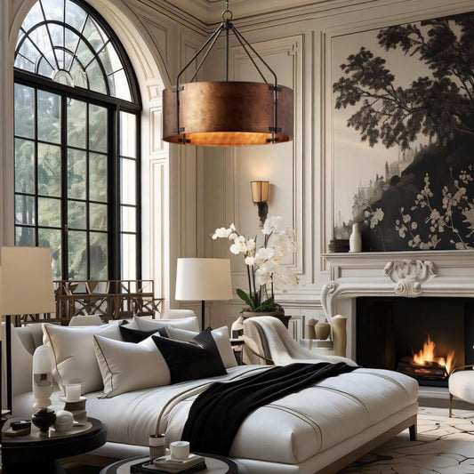 Rustic Bronze Industrial Drum Shade Pendant Light