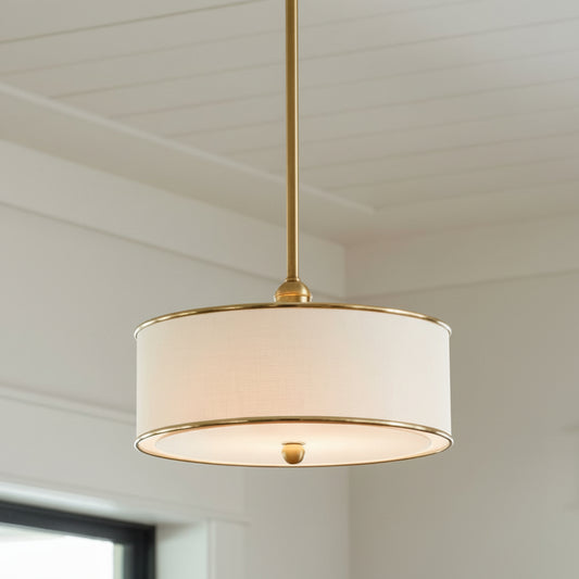 Leland Minimalist Farmhouse Metal Drum Pendant Lamp