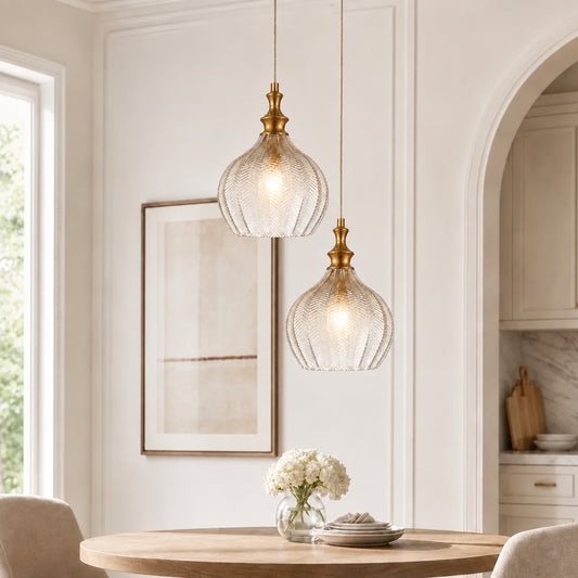 Velmira Modern Art Deco Textured Glass Pendant Light