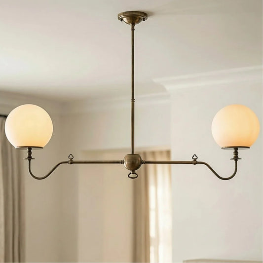 Aurelia Antique Brass Linear Opal Globe Chandelier