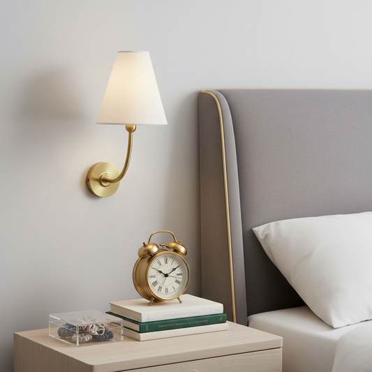 Oizys Retro Industrial White Linen Rechargeable Wall Sconce