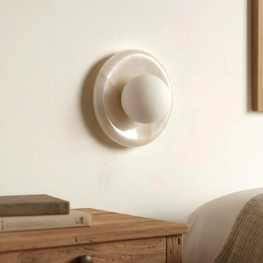 Rhea Modern Natural Gravure Onyx Glass Globe Wall Sconce