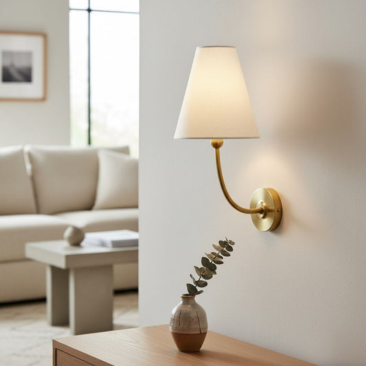 Oizys Retro Industrial White Linen Rechargeable Wall Sconce