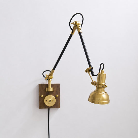 Beckett Walnut Brass Swing Arm Wall Sconce