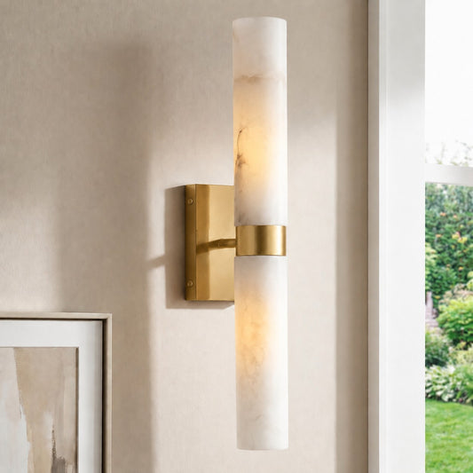 Dani Modern Alabaster Double Tube Wall Sconce