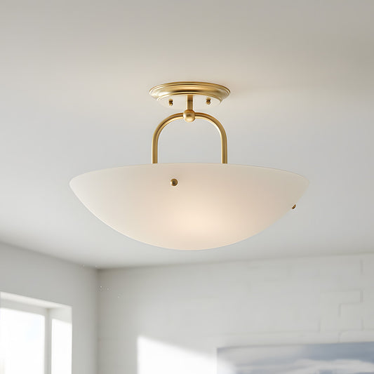 Elowyn Modern Glass Bowl Semi Flush Mount Light