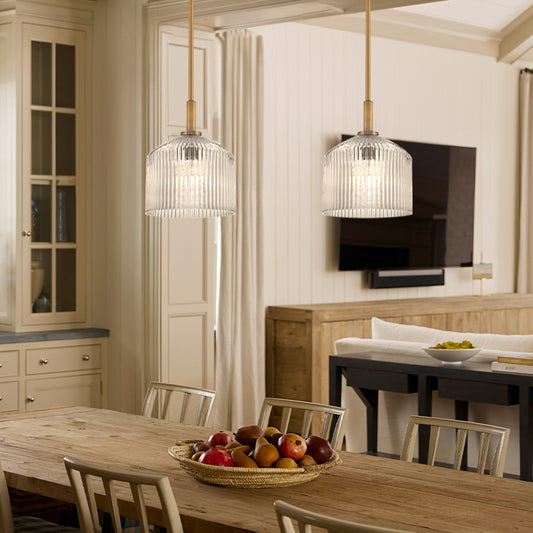 Phineas Farmhouse Ribbed Glass Pendant Light