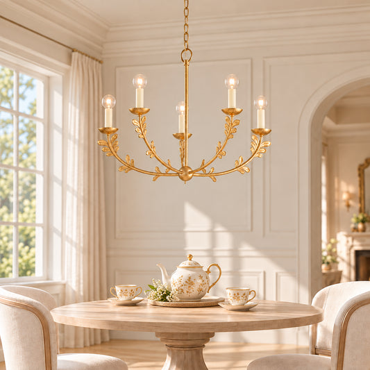 Troy Vintage Leaf Branch Glass Globe Chandelier