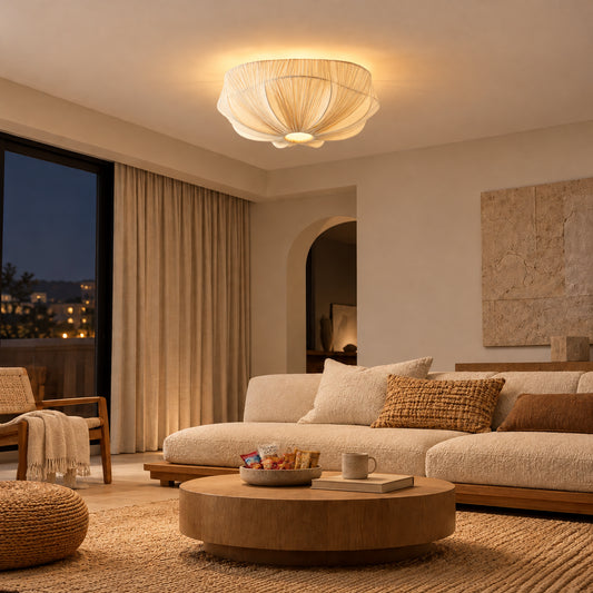Nefydd Soft Linen Petal Flush Mount Ceiling Light