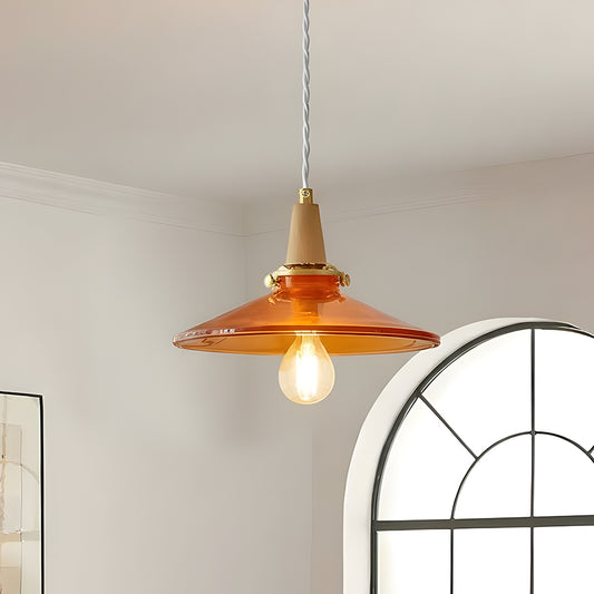 Stilbon Nordic Creative Umbrella Orange Glass Pendant Light