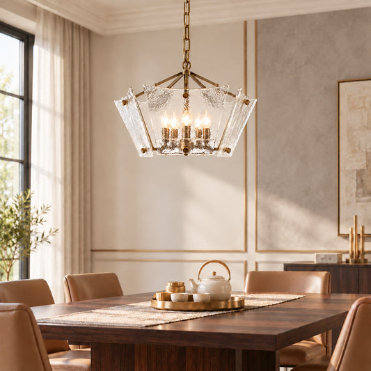 Xole Vintage Brass Textured Glass Pendant Light