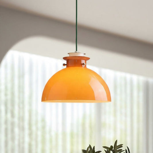 Pontos Contemporary Orange Round Glass Pendant Light