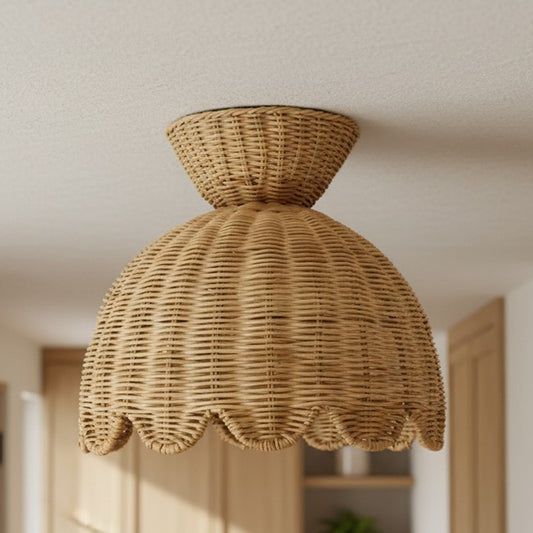 Elsa Bohemian Woven Rattan Flower Ceiling Light