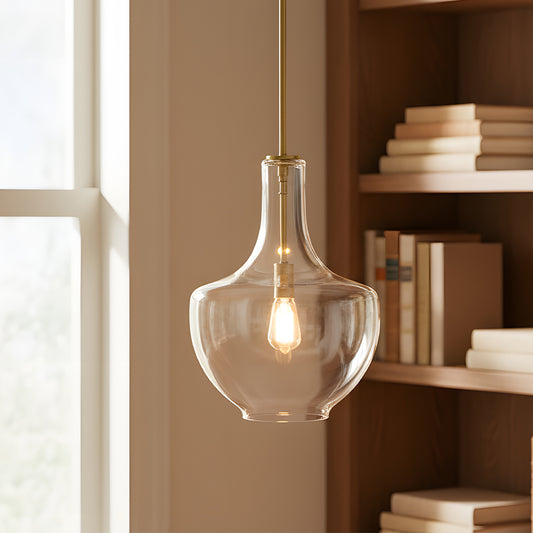Cedra Modern Farmhouse Bell Glass Adjustable Single Pendant Light