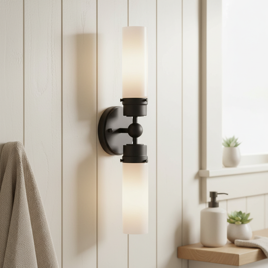 Coralie Industrial Tube Glass Double Sconce