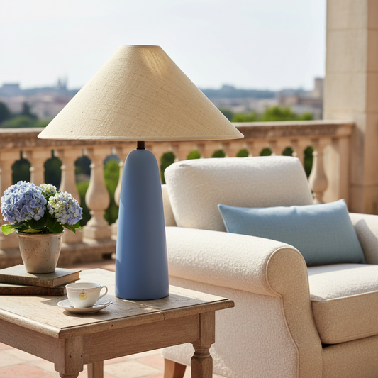 Serin Moderne Tischleuchte aus gewebtem Raffia-Leinen