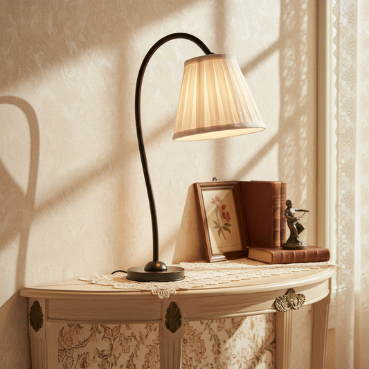 Tansy Vintage Curved Elegant Pleated Shade Table Lamp