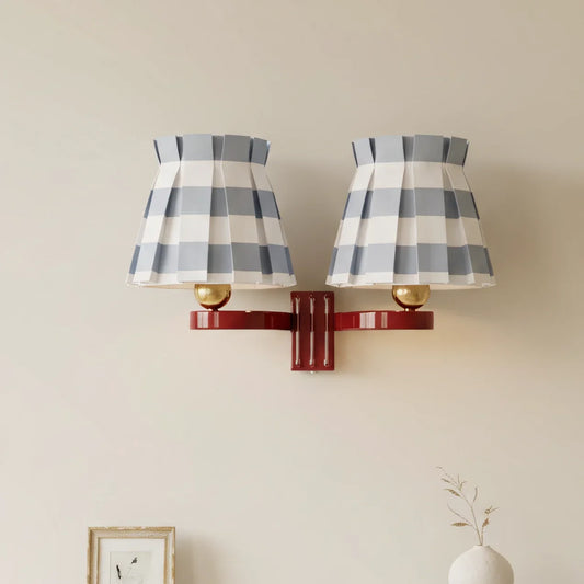 Beatrice Grandmillennial Plaid 2-Light Wall Sconce