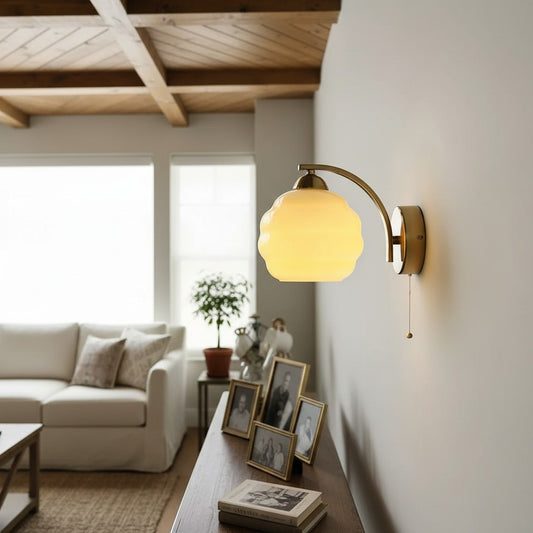 Vintage Bauhaus Milk Glass Wall Sconce