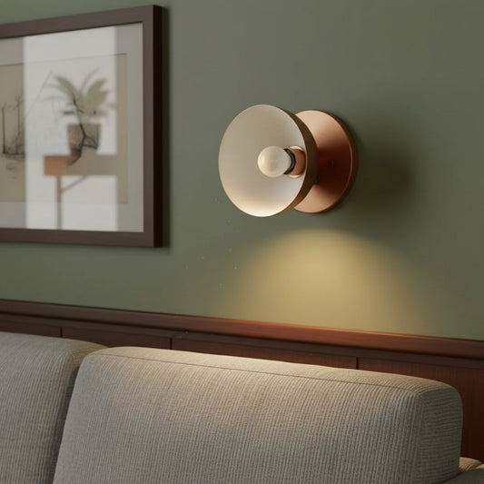 Contemporary 1-Light Round Brass Wall Light