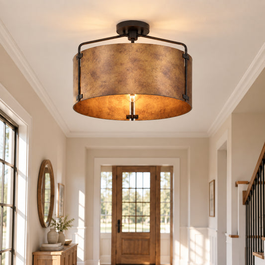Aderyn Industrial Metal Semi Flush Mount Ceiling Light