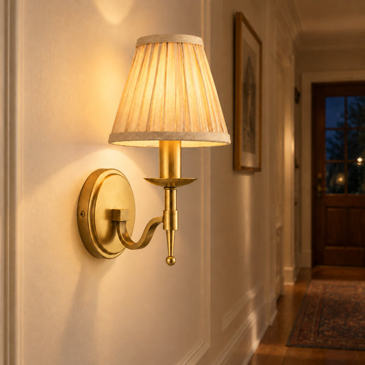 Morfudd French Brass Pleated Organza Wall Sconce