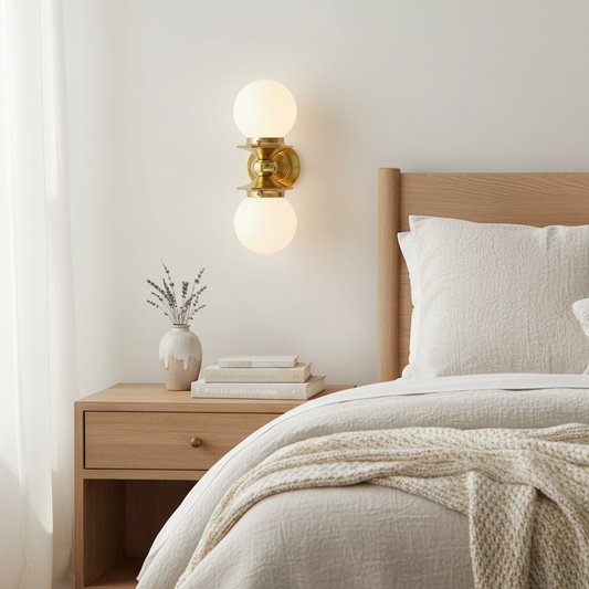 Zethus Industrial Outdoor Globe Glass Double Sconce