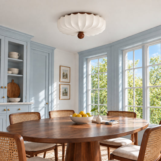 Meinir Mid‑Century Petal Silk Flush Mount Ceiling Light