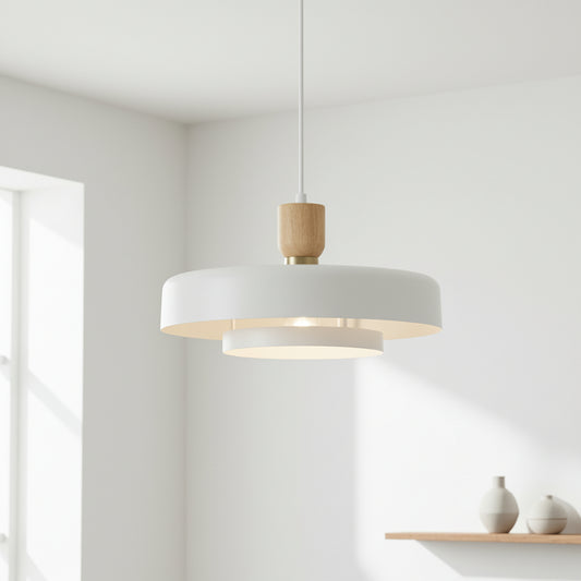 Maren Nordic 1-Light White Tiered Pendant Light