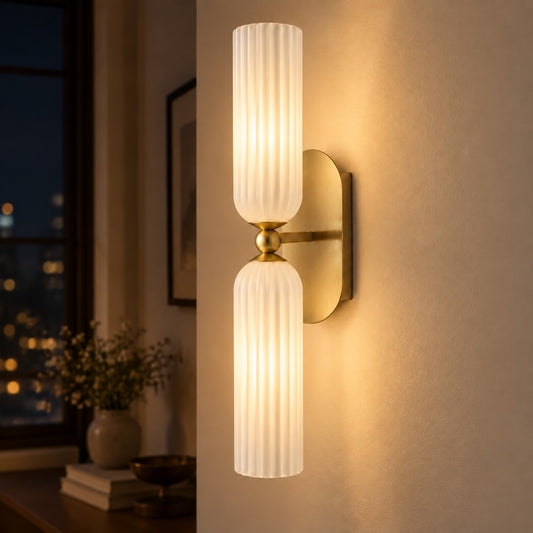 Azura Mid-century Ribbed Glass Wall Sconce