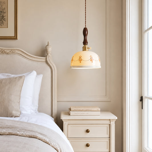 Elin Vintage Ceramic Floral Pattern Pendant Light
