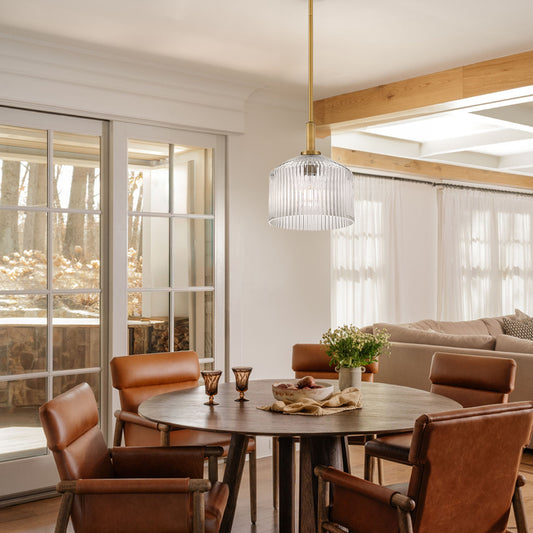 Phineas Farmhouse Ribbed Glass Pendant Light