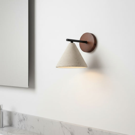 Lachlan Minimalist Travertine Cone Wall Sconce
