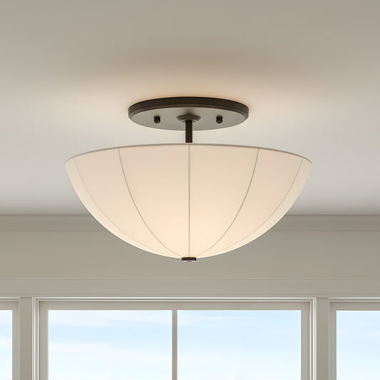 Vela Classic Traditional Round Pleated Shade Flush Mount Light