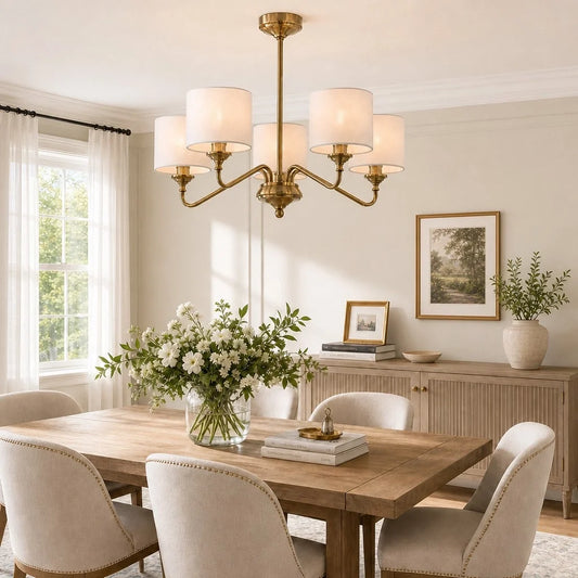 Eleanor Transitional Linen Shade 5-Light Chandelier
