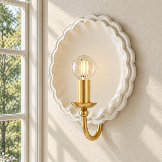 Glyth Vintage Ceramic Scallop Wall Sconce
