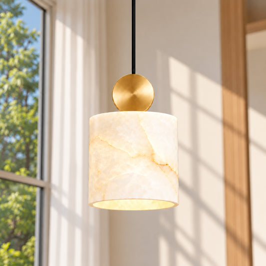 Muirenn Wabi-Sabi Alabaster Brass Pendant Light