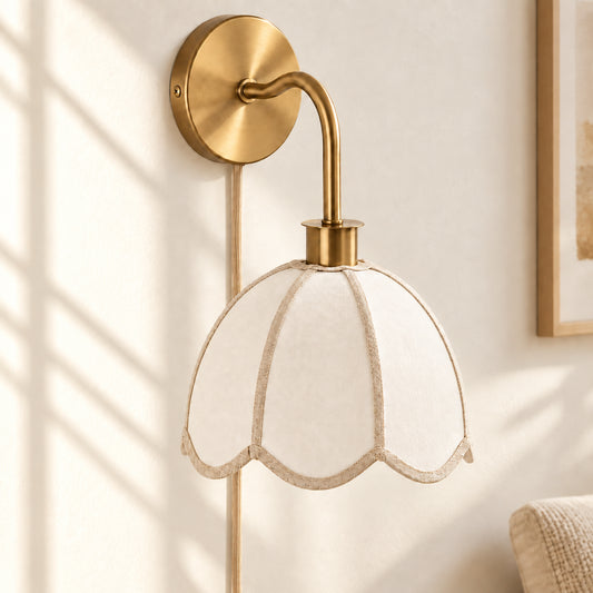Dewin Modern Linen Curved Petal Wall Sconce
