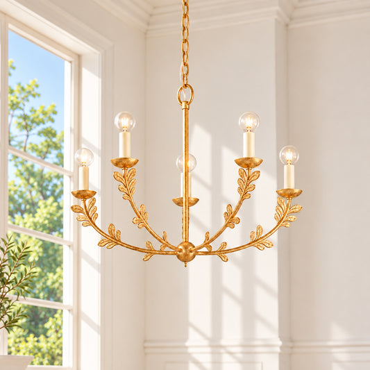 Troy Vintage Leaf Branch Glass Globe Chandelier