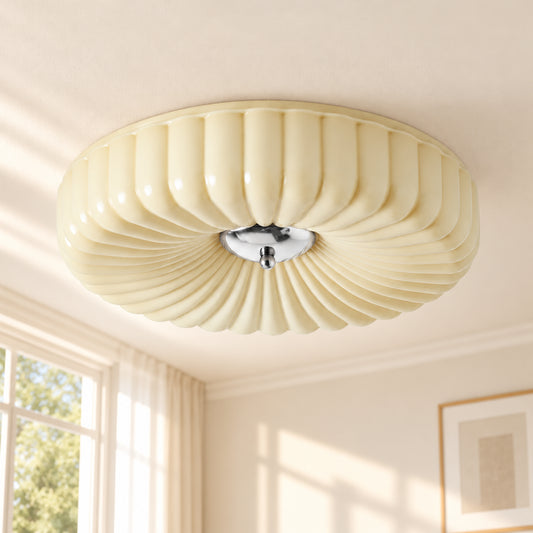 Maelis Ribbed Glass Flush Mount Ceiling Light