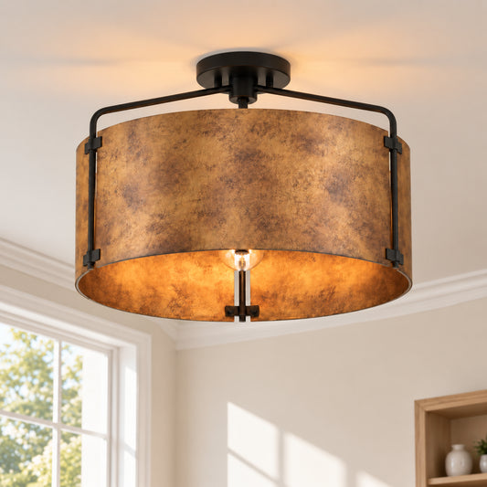 Aderyn Industrial Metal Semi Flush Mount Ceiling Light