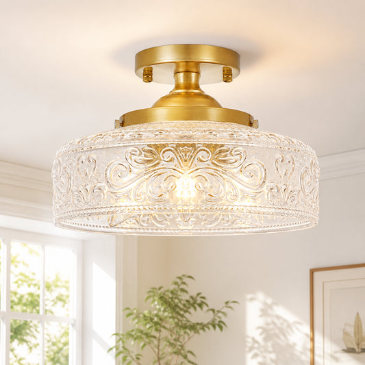 Rosalie Vintage Etched Glass Semi Flush Mount