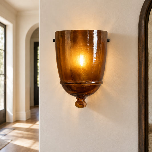 Brennig Vintage Hammered Glass Cup Wall Sconce