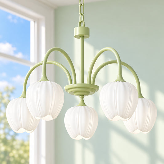Tessara Botanical Glass Tulip Multi Light Chandelier