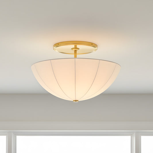 Vela Classic Traditional Round Pleated Shade Flush Mount Light