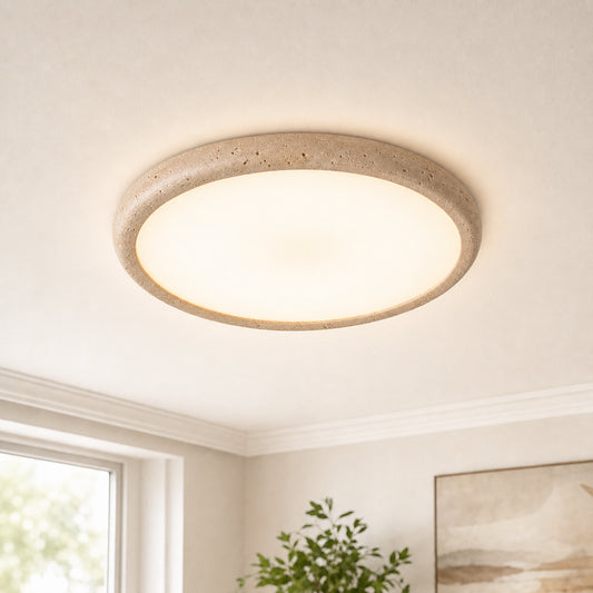 Auren Modern Travertine Acrylic Round Ceiling Light