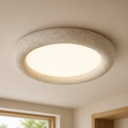 Calder Modern Round Acrylic Travertine Ceiling Light