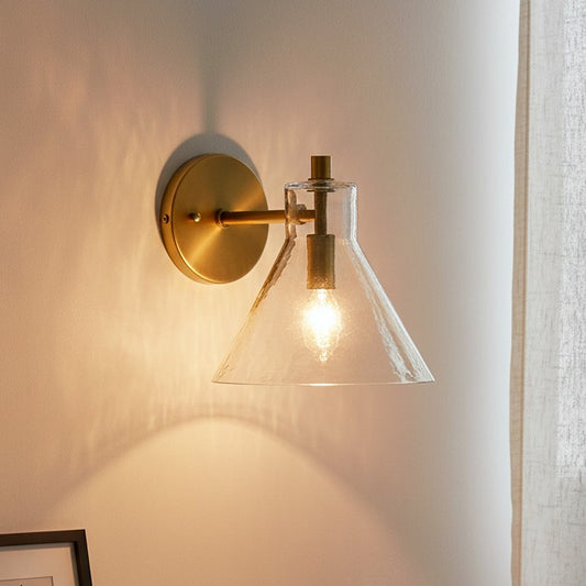 Ptocheia Rustic Cone Clear Glass Wall Sconce